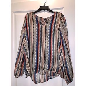 Sheer lace-up blouse